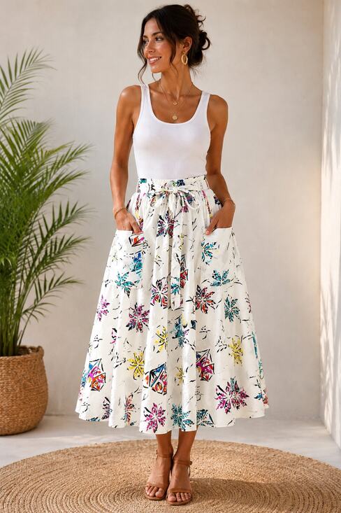 Ms. Paquette Dresses & Skirts - Vintage Ms. Paquette California Tropical Palm Print Midi Skirt Medium Made USA